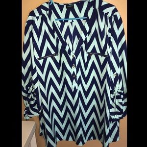 Mint & Dark Blue Chevron Shirt